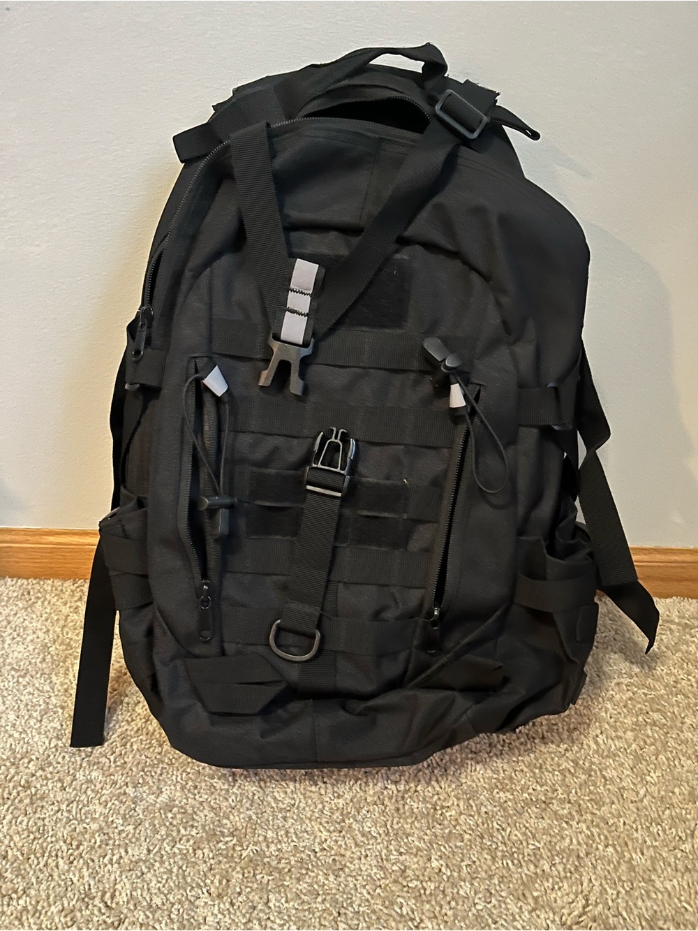 Tactical Black Men's Backpack - Heavy-Duty Nylon